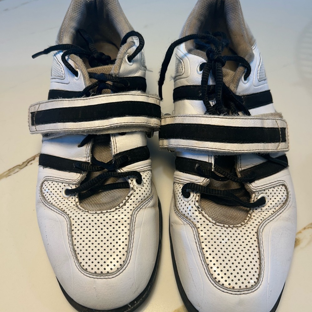 Adistar Adidas Weight lifting shoes White and Black Athletic Shoes
